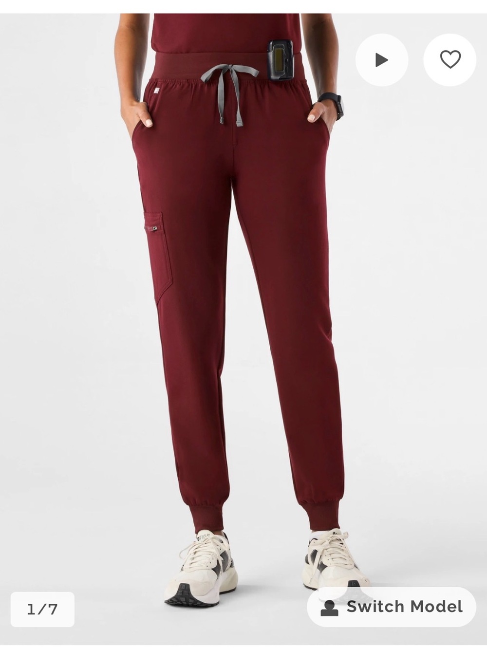 Figs Burgundy Cargo Scrub Jogger Pants